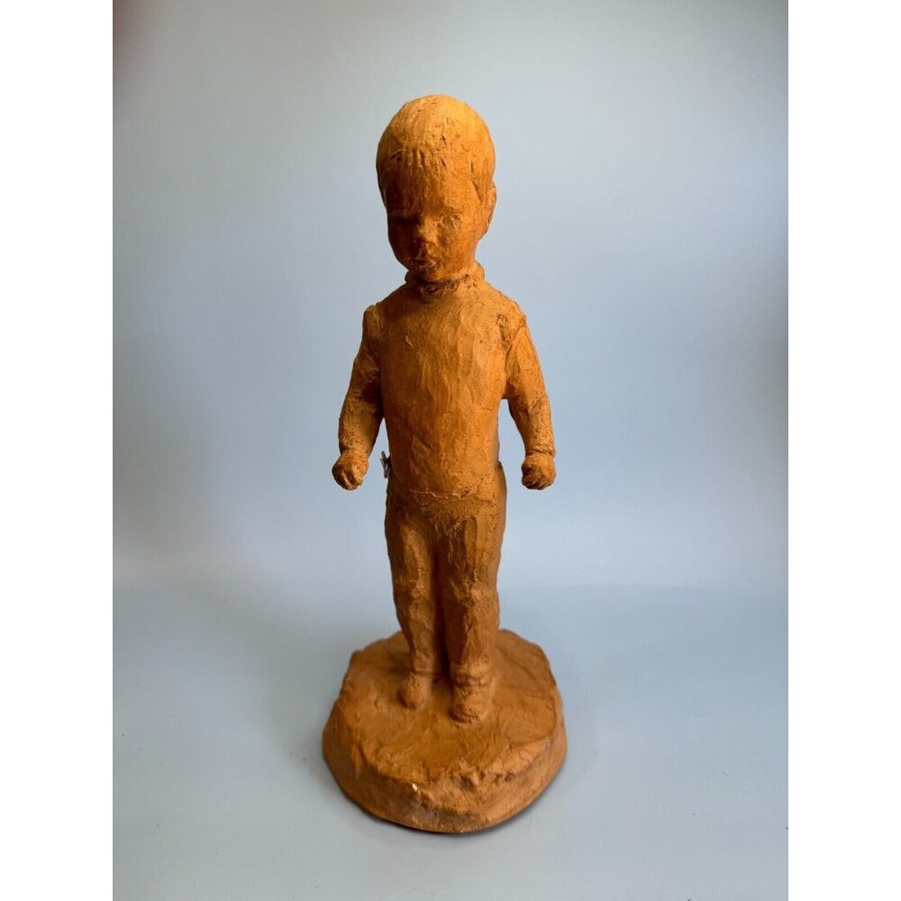 Vintage Pottery Sculpted Boy Figure Museum Reproduction BBW 1969 11 1/4"Signed